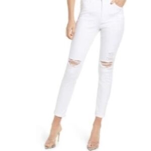 NWT Good American High Rise Good Waist Crop Cropped White Jeans Denim